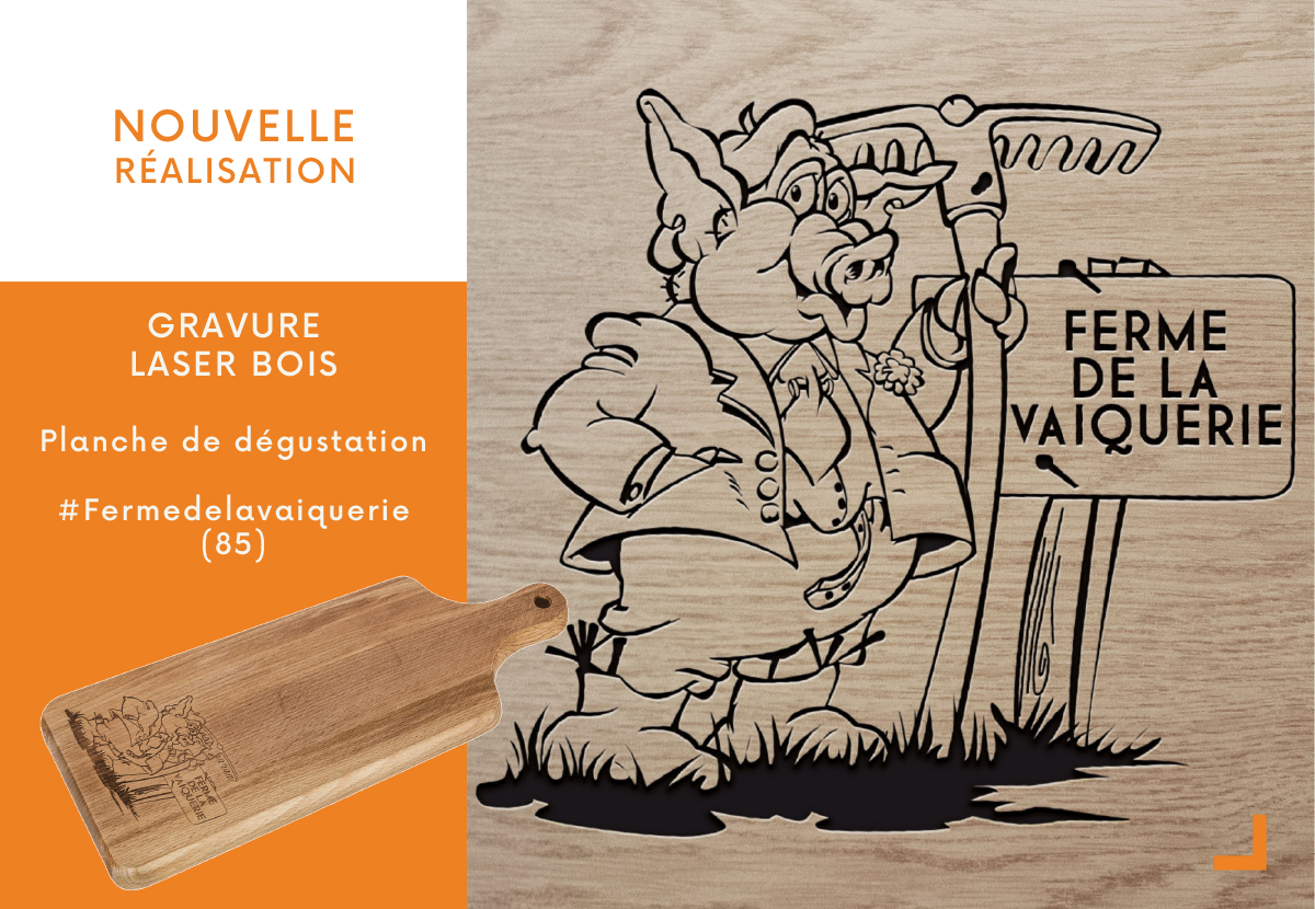 Gravure laser bois ferme de la vaiquerie