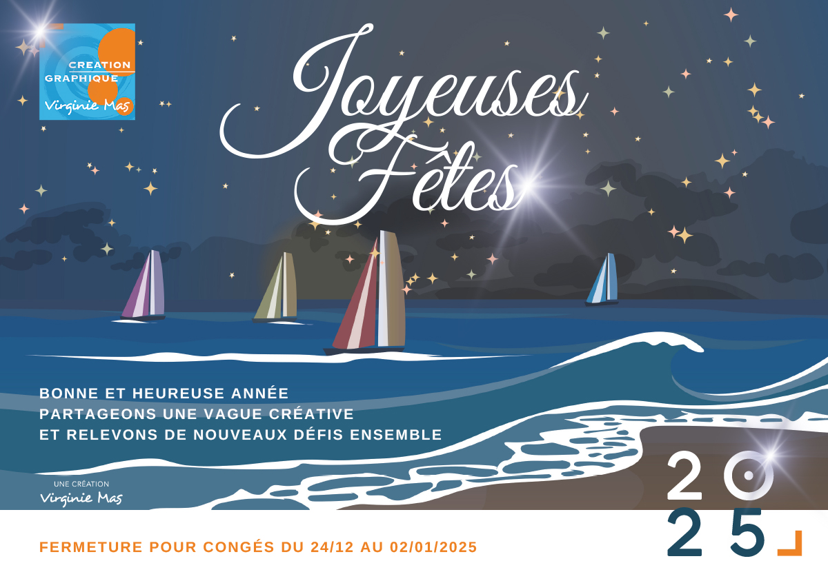 Joyeuses fêtes avec  illustration des bateaux du Vendée Globe