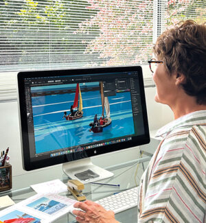 Carte postale et affiche les sables d'Olonne - Virginie Mas, création graphique