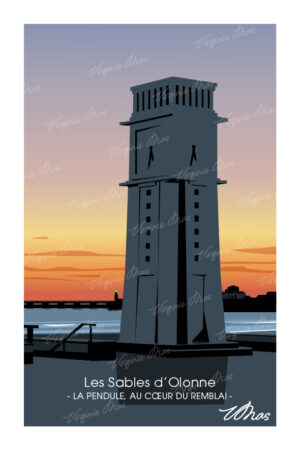 Carte postale et affiche les sables d'Olonne - 08 - La pendule au cœur du remblai